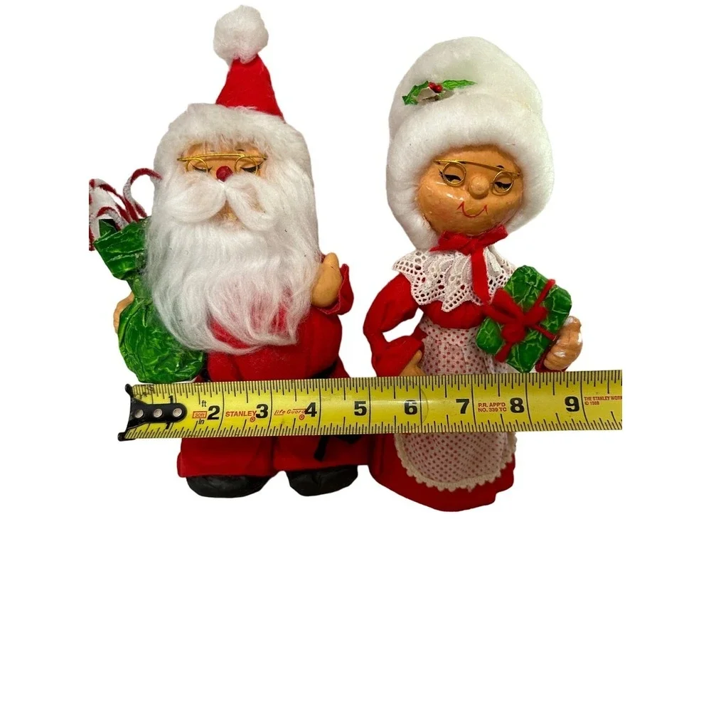 Vtg Mr And Mrs Santa Claus Christmas Figure Decor Granny‎ Core MCM Kitschy 10